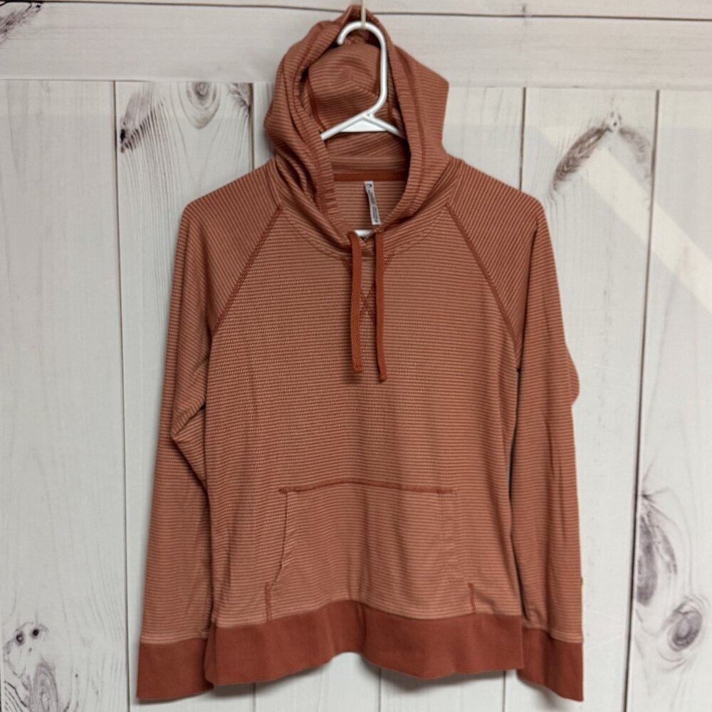 Khl Stria Pullover Hoody Women’s Small Rust Stripe Lightweight Euc
